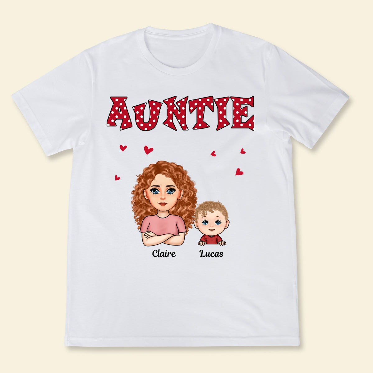 Polka Dot Pattern Auntie And Kids - Personalized Apprael - Gift For Aunt, Mother's Day, Gift For Mother 1_e7c42cf4-de40-46e0-9200-18eed4f01a58.jpg