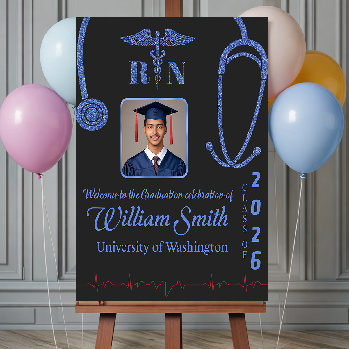 Graduation Nurse Photo Personalized Welcome Sign Party