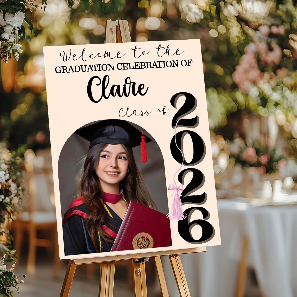Class Of 2026 Graduation Bow Style - Personalized Welcome Sign
