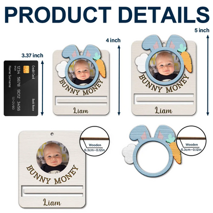 Custom Photo Bunny Money Holder - Personalized 2-Layered Wooden Ornament