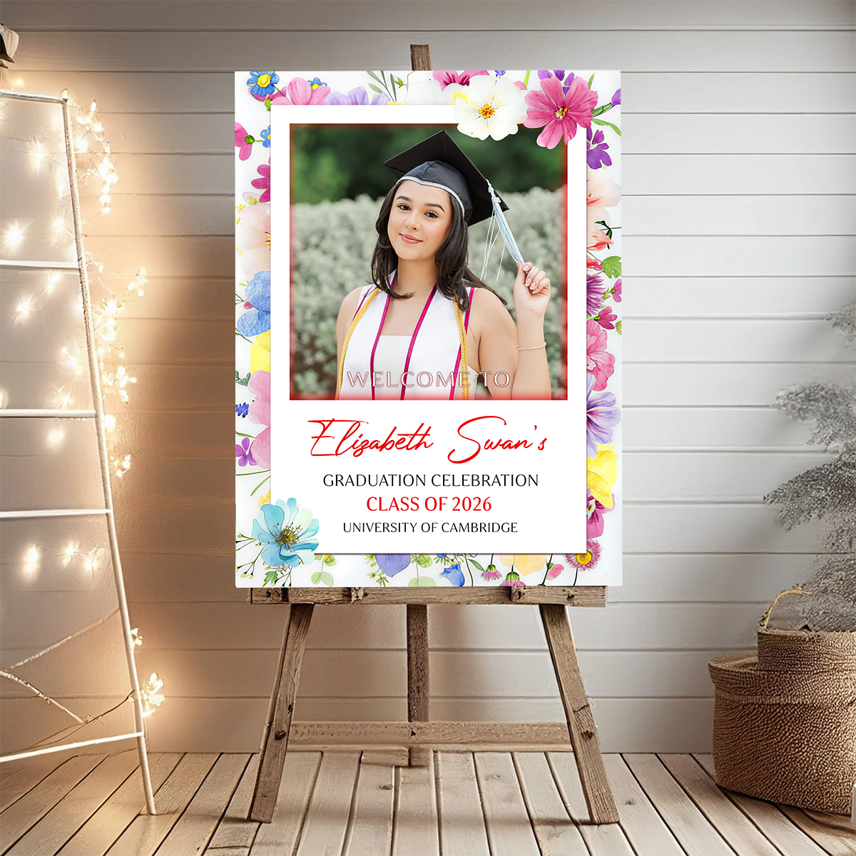 Floral Personalized Graduation Welcome Sign Party