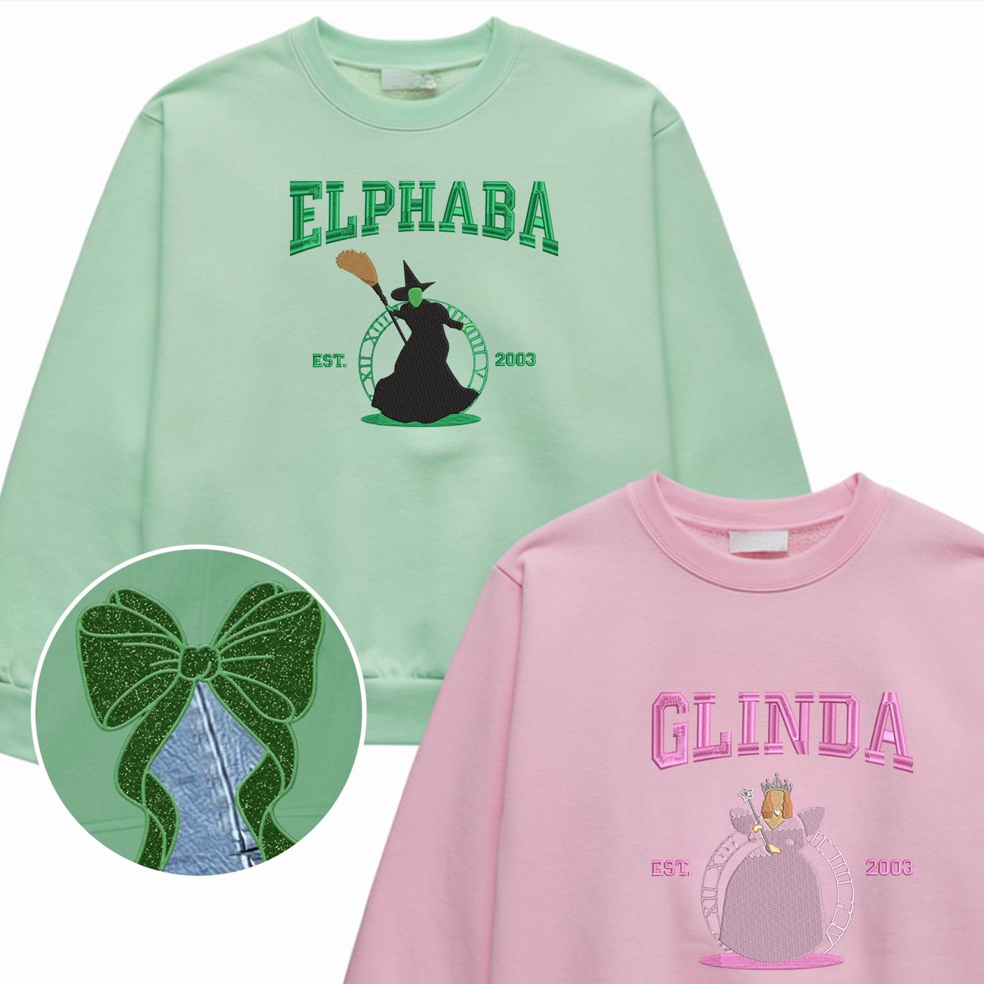 Wicked Side Bow Embroidered Sweatshirt, Wicked Musical Movie Fan Gift, Defy Gravity Crewneck, Christmas Ribbon Side Bow Gift For Her 1_fc3e1ee1-ad92-4052-9da4-168c210d633d.jpg