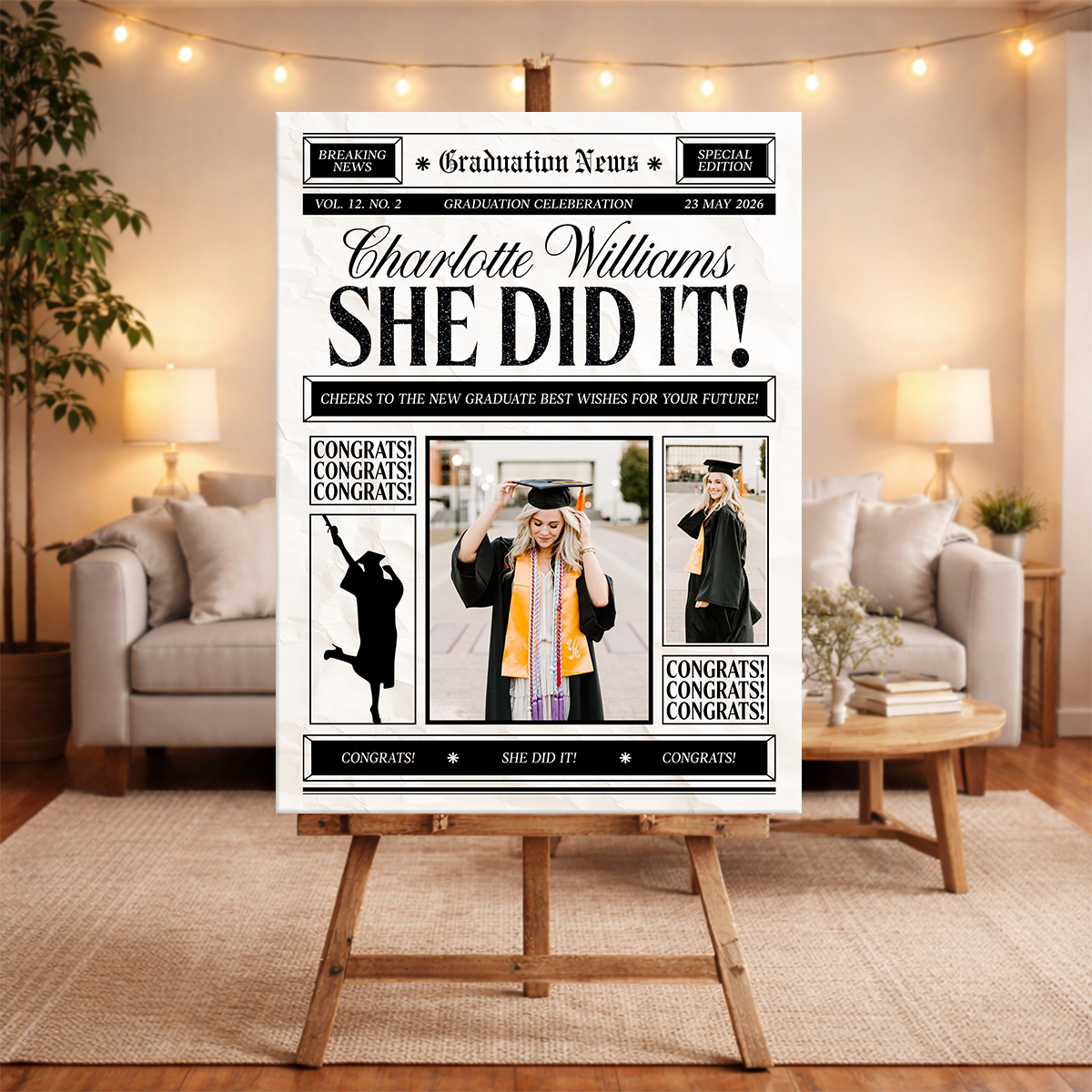 Graduation News Personalized Welcome Sign Party