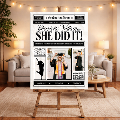 Graduation News Personalized Welcome Sign Party