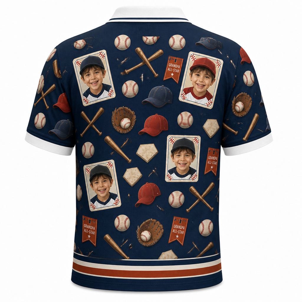 Best Grandpa Ever Baseball Polo - Back view