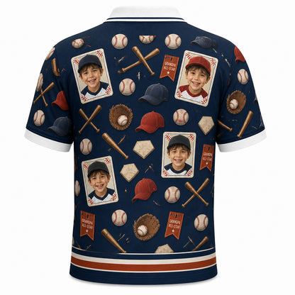 Best Grandpa Ever Baseball Polo - Back view