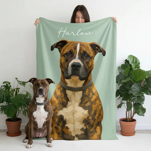 Custom Pet Photo Blanket, Personalized Dog Portrait Blanket