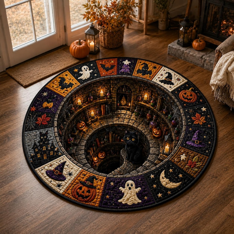 Halloween Round Quilted Rug, 3D Spooky Dungeon Illusion Rug, Ghost and Pumpkin Rug 1c241d65-adda-40b3-b258-b0cbaa4aae43-t-i-xu-ng-7-.png