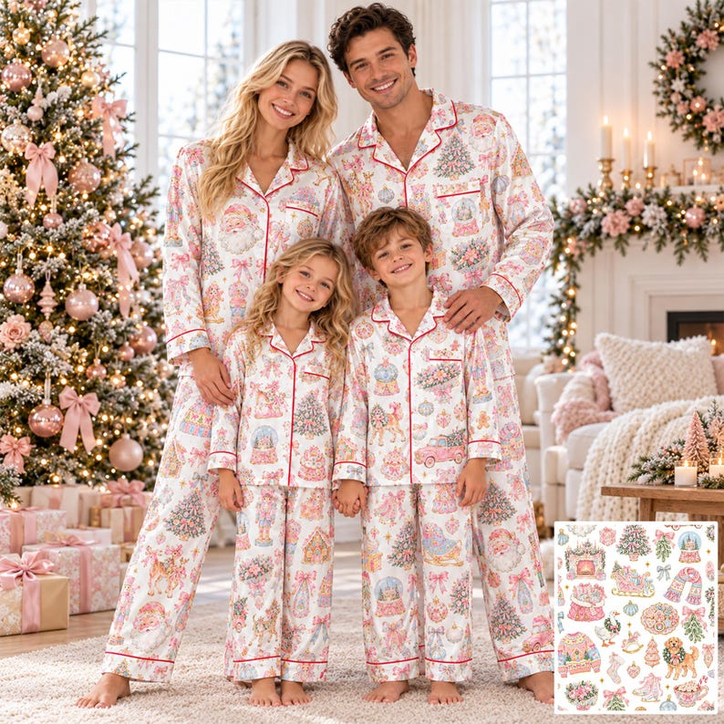 Matching Family Christmas Pajamas, Fancy Pink Grandmillennial Xmas PJs, 1c538785-6f98-49e9-834a-798b80b777ab-t-i-xu-ng-73-.png