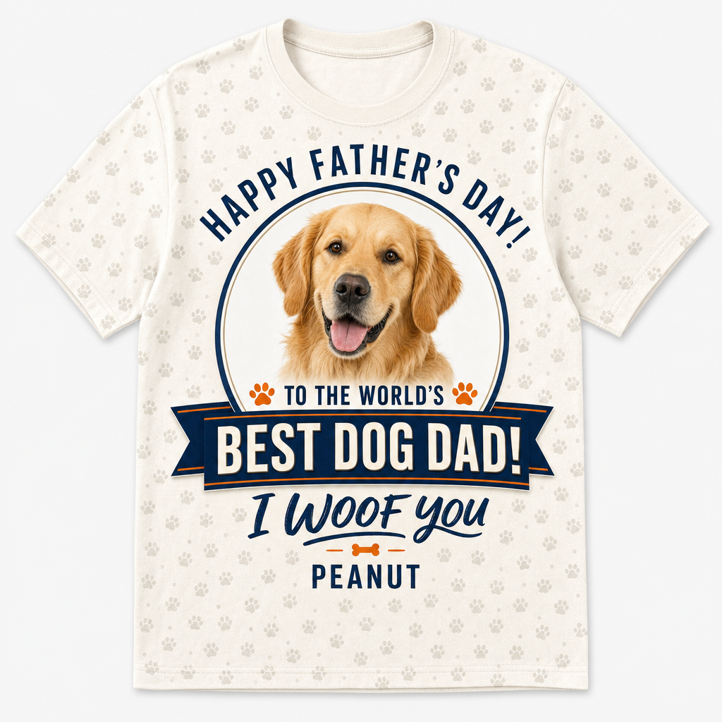 World's Best Dog Dad - Photo & Name AOP Tee - Hero