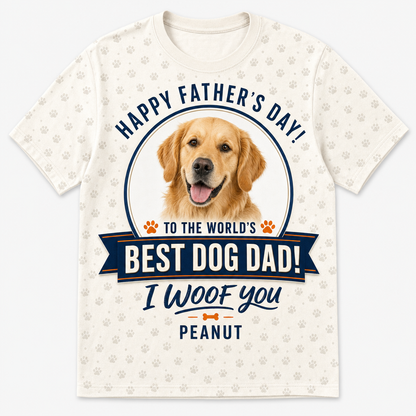 World's Best Dog Dad - Photo & Name AOP Tee - Hero