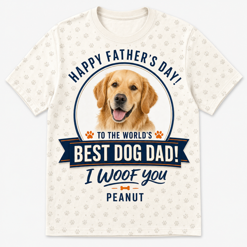 World's Best Dog Dad - Photo & Name AOP Tee - Hero