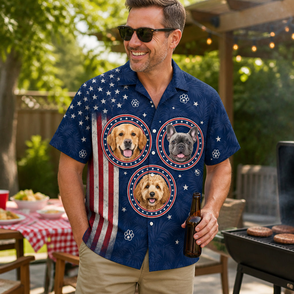 Stars & Paws Custom Pet Photo Hawaiian Shirt - Lifestyle 2