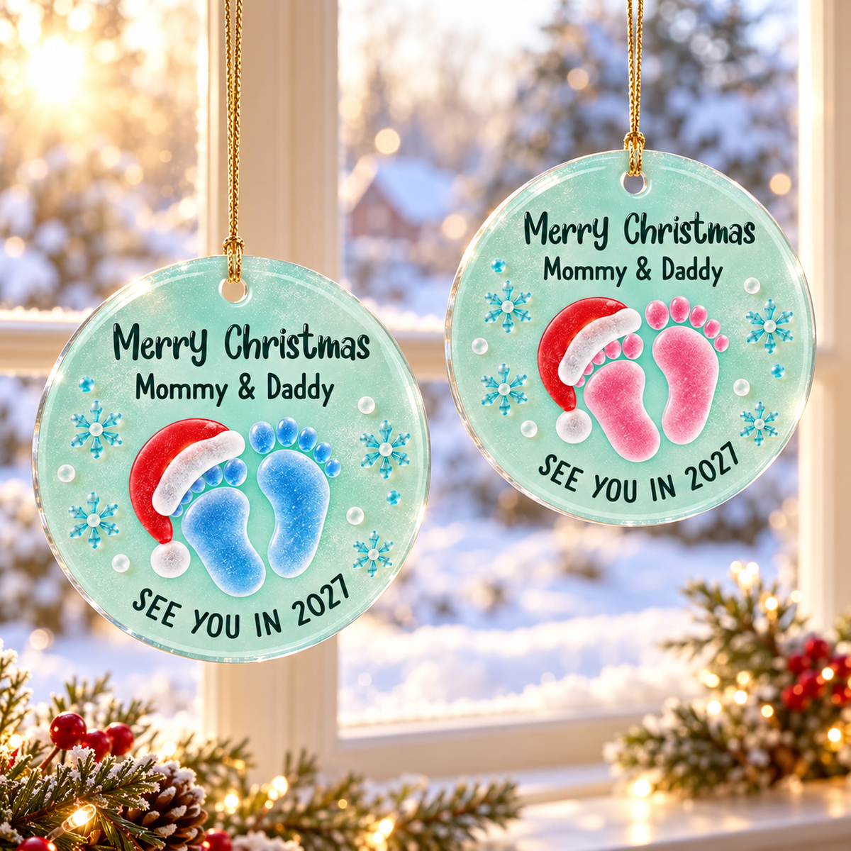 Merry Christmas Mommy & Daddy - Personalized Ceramic Ornament - Baby Announcement, Christmas Gift For New Dad, New Mom 1dbe4071-35b8-4d13-a555-7004f5c1b745-banner-1.png