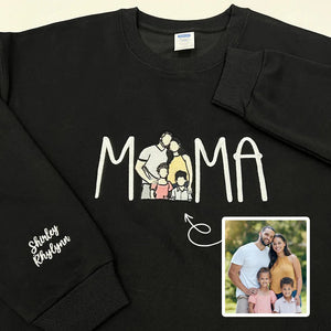 Mama Embroidered Shirt Custom With Favorite Photos Mother's Gift, Family Gift