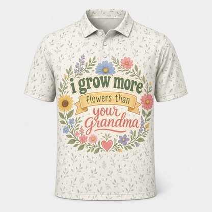 Grow More Flowers Than Your Grandma — Garden Humor Polo - Polo shirt - All over printed 1e9c644d-7b9c-43ff-8162-9601cf5007bc.png
