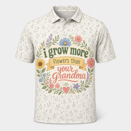 Grow More Flowers Than Your Grandma — Garden Humor Polo - Polo shirt - All over printed 1e9c644d-7b9c-43ff-8162-9601cf5007bc.png