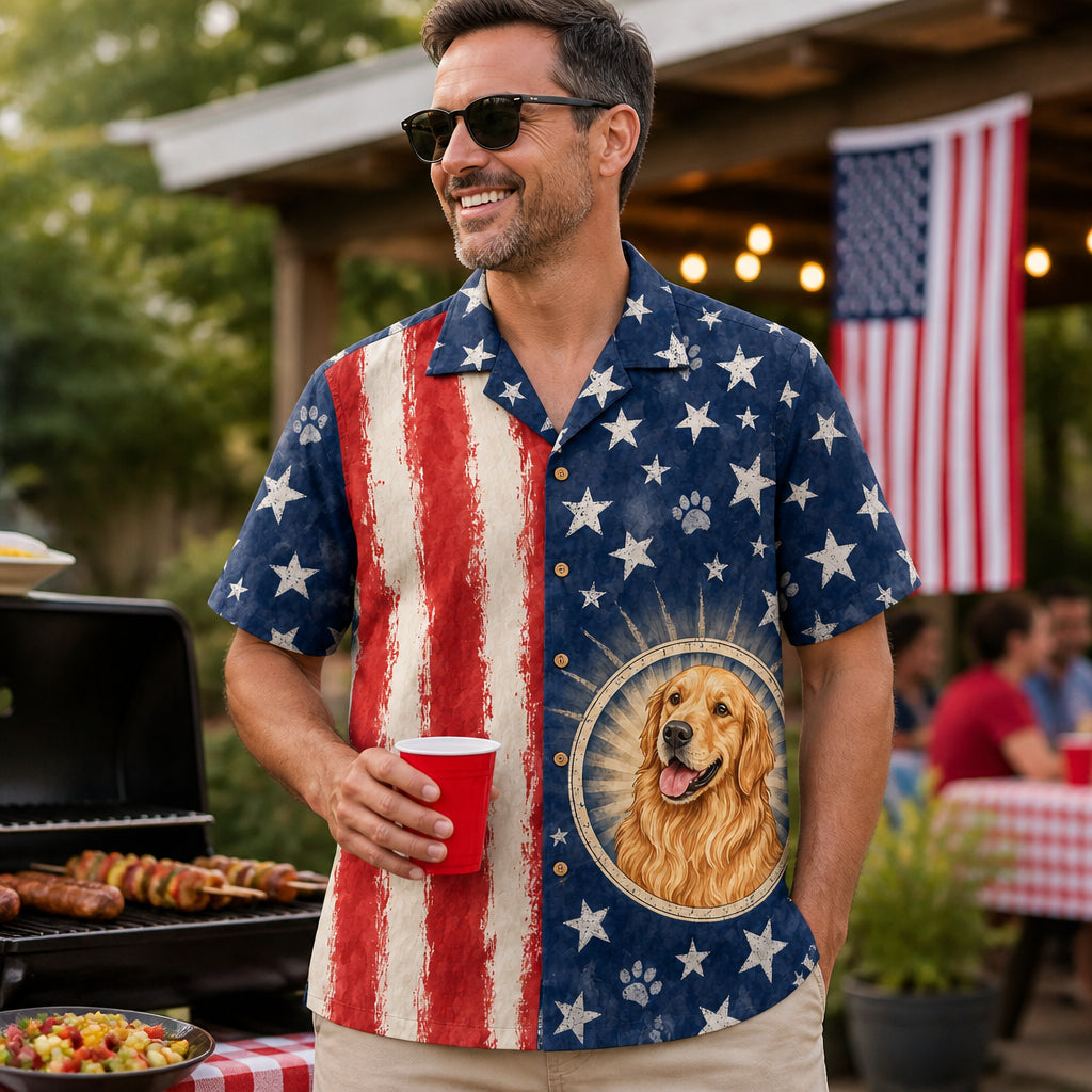 Patriotic Pup Hawaiian Shirt - Lifestyle 2
