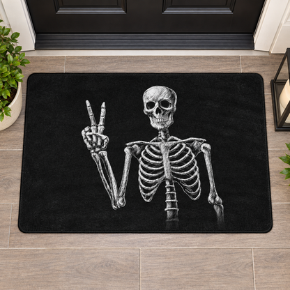 Peace Sign Skeleton Halloween Bath Mat, Spooky Gothic Black Floor Rug, Unique Gift For Family 1eea6b5f-1975-4ca1-8838-964ff84da505-24.png