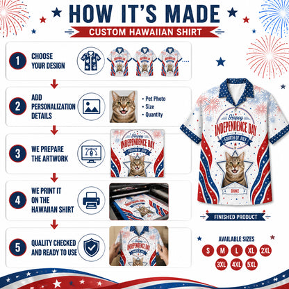Patriotic Fireworks Pet Photo Hawaiian Shirt - Independence Day - How it is made