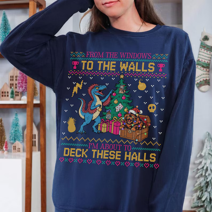 Dungeon Crawler Carl Ugly Christmas Sweater, Mongo & Donut Deck These Halls Holiday Crewneck, Unisex Festive Shirts 1f2edacc-65ee-4b05-9ec1-ffebff4dca2a-il_794xN.8690802629_aywg_converted.png
