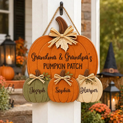 Grandma Grandpa's Pumpkin Wooden Sign - Personalized Door Hanger 1fb7a1e6-5c88-4b2c-ad66-d0df7d385eea-1.jpg