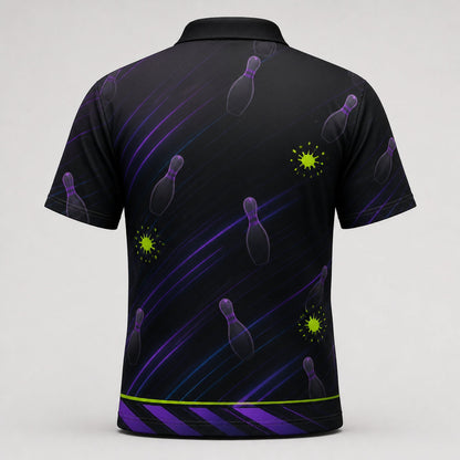 Personalized Neon Avocado Bowling Polo Shirt – Custom Name, All-Over Print