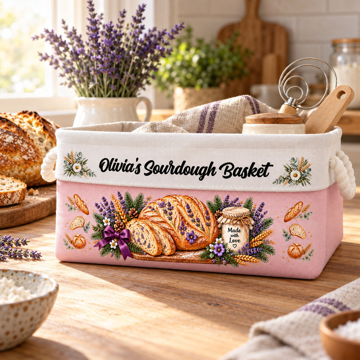 Custom Sourdough Baking Basket Gift For Sourdough Lovers - Personalized Storage Basket 1fd1f369-4bd4-498b-ae51-0baebca6615f-1.jpg