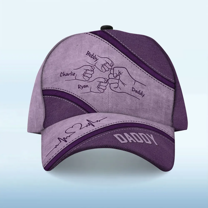 Fist Bump Daddy And Kids - Personalized Classic Cap - Gift For Father, Father's Day 2-1_68d4fdad-a49e-4984-9c01-98e0dd0b4953.png