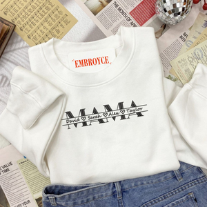 Custom Mama Sweatshirt with Kid Name Personalized Embroidered Shirt Gift For Mother, Mother's Day Gift