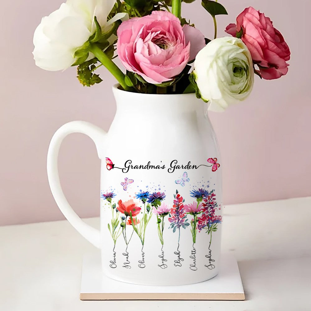 Personalized Grandma's Garden Outdoor Flower Pot With Grandkids Name and Birth Flower For Mother's Day 2-4.jpg