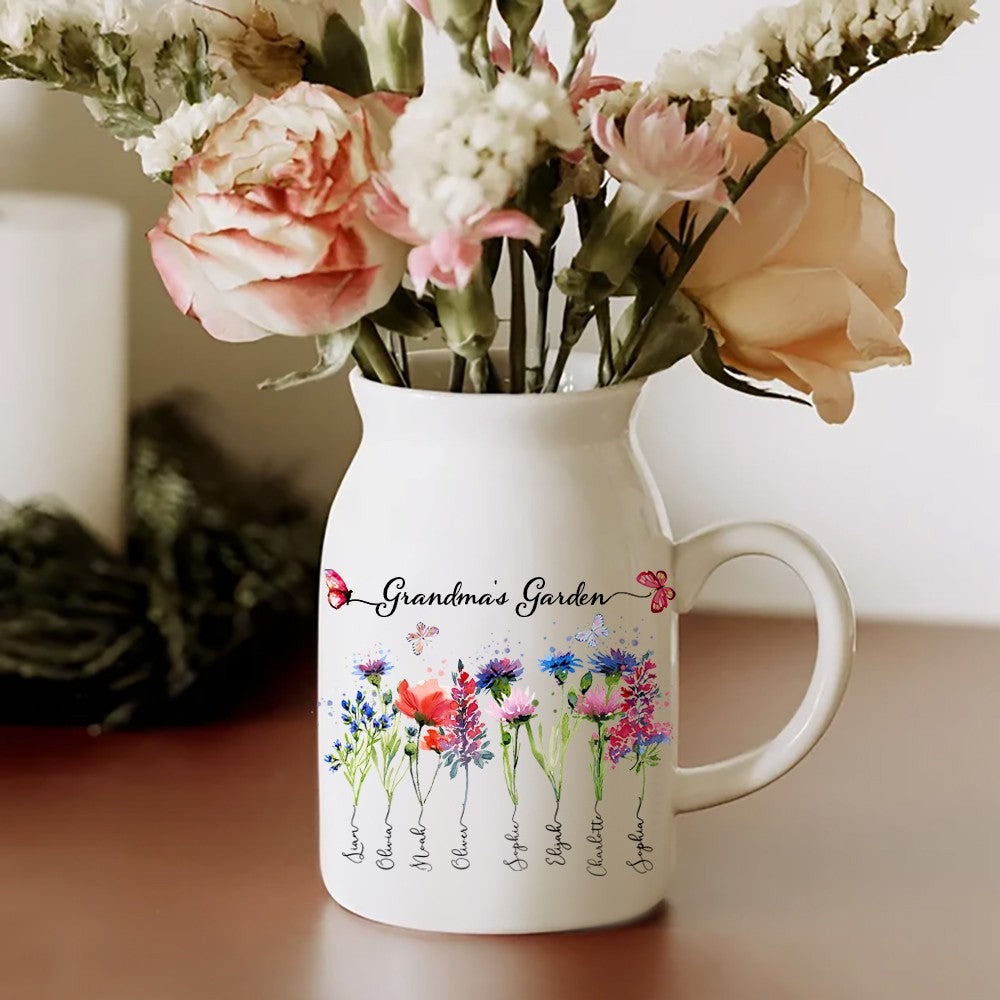 Personalized Grandma's Garden Outdoor Flower Pot With Grandkids Name and Birth Flower For Mother's Day 2-5.jpg