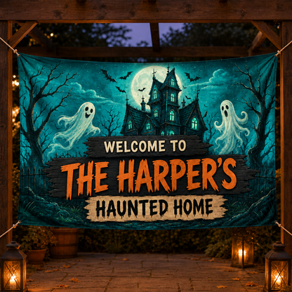 Welcome To Haunted Home – Personalized Family Flag – Halloween Gift 20072f48-f3f9-4945-bd3c-7f6f6d8bff5b-light-blue.png