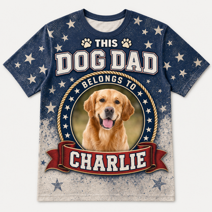 Patriotic Dog Dad Photo Badge AOP Tee - Hero
