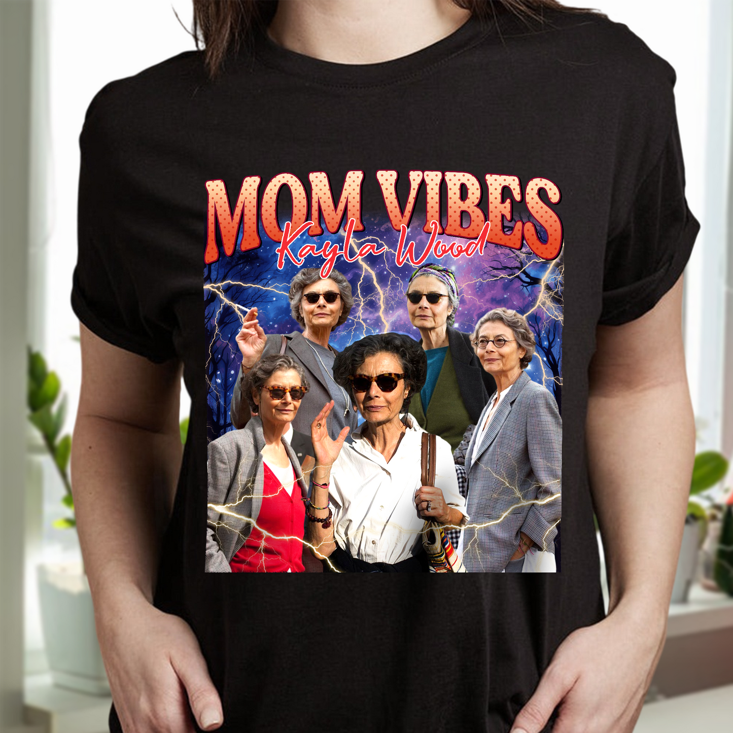 Custom Photo Mom Vibes - Personalized Cool Moms Club Retro Style Shirt