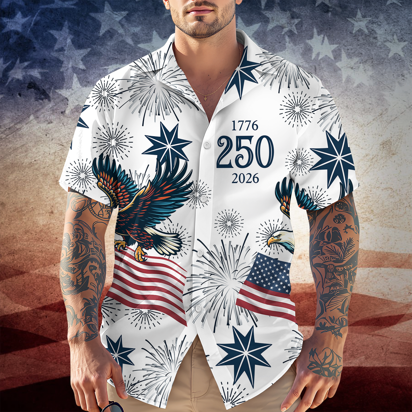 USA 250 Anniversary Eagle 1776-2026 Hawaii Shirt
