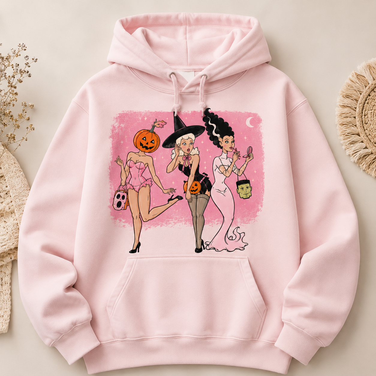 Pretty, Spooky & Unbothered Halloween Hoodie, T-Shirt – Retro Monster Girls Graphic Shirt, Pink Witchy Halloween Gift For Her 202699cd-c57e-4c33-9afa-339ed0501422-hhong.png
