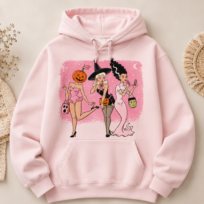 Pretty, Spooky & Unbothered Halloween Hoodie, T-Shirt – Retro Monster Girls Graphic Shirt, Pink Witchy Halloween Gift For Her 202699cd-c57e-4c33-9afa-339ed0501422-hhong.png