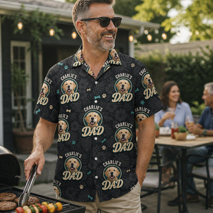 Pet Name’s Dad – AOP Hawaiian Shirt (Photo + Name) - Lifestyle 2