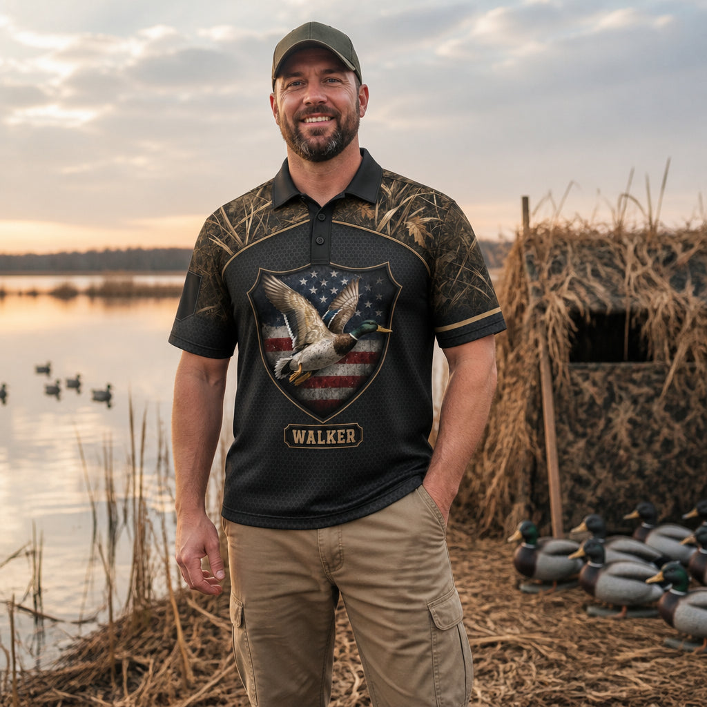 Patriotic Duck Hunter Polo – Custom Name - Personalized Polo shirt - All over printed 20404472-3527-46da-8aa6-f25f1f25eb9f.jpg