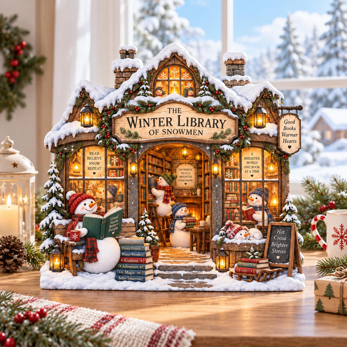 Personalized Snowman Library Wooden Block, Personalized Winter Bookshop Christmas Decor, Book Lover Shelf Sign, Reading Lover Gift 20491723-8bc0-486b-a308-c0e035421f9c-6.jpg