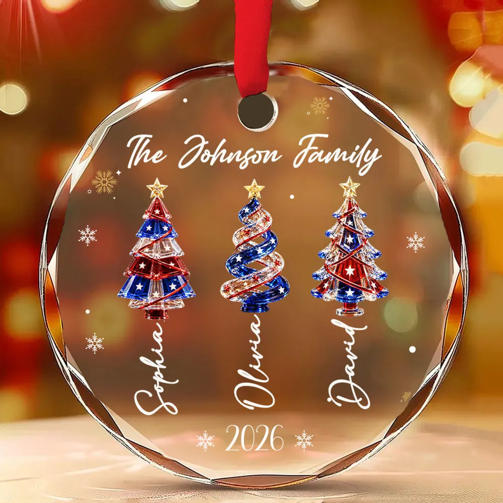 Personalized Family Christmas Glass Ornament, Custom Name Patriotic Christmas Tree Keepsake, Red White and Blue Family Ornament 2026, Gift for Family Members 2087c23f-5d27-48e5-a28a-2315b1662b1e-3.webp