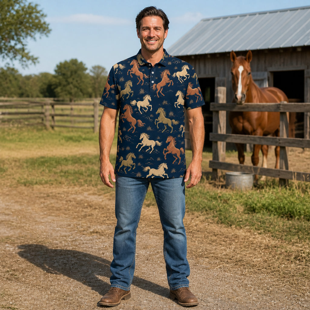 Galloping Horses AOP Polo - Polo shirt - All over printed 20b3f0d5-da67-4a3d-820f-ba8f9af969a6.jpg