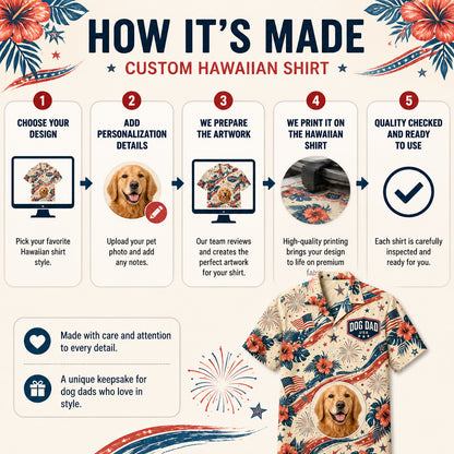 Patriotic Dog Dad Hawaiian Shirt — Custom Pet Photo - How to customize