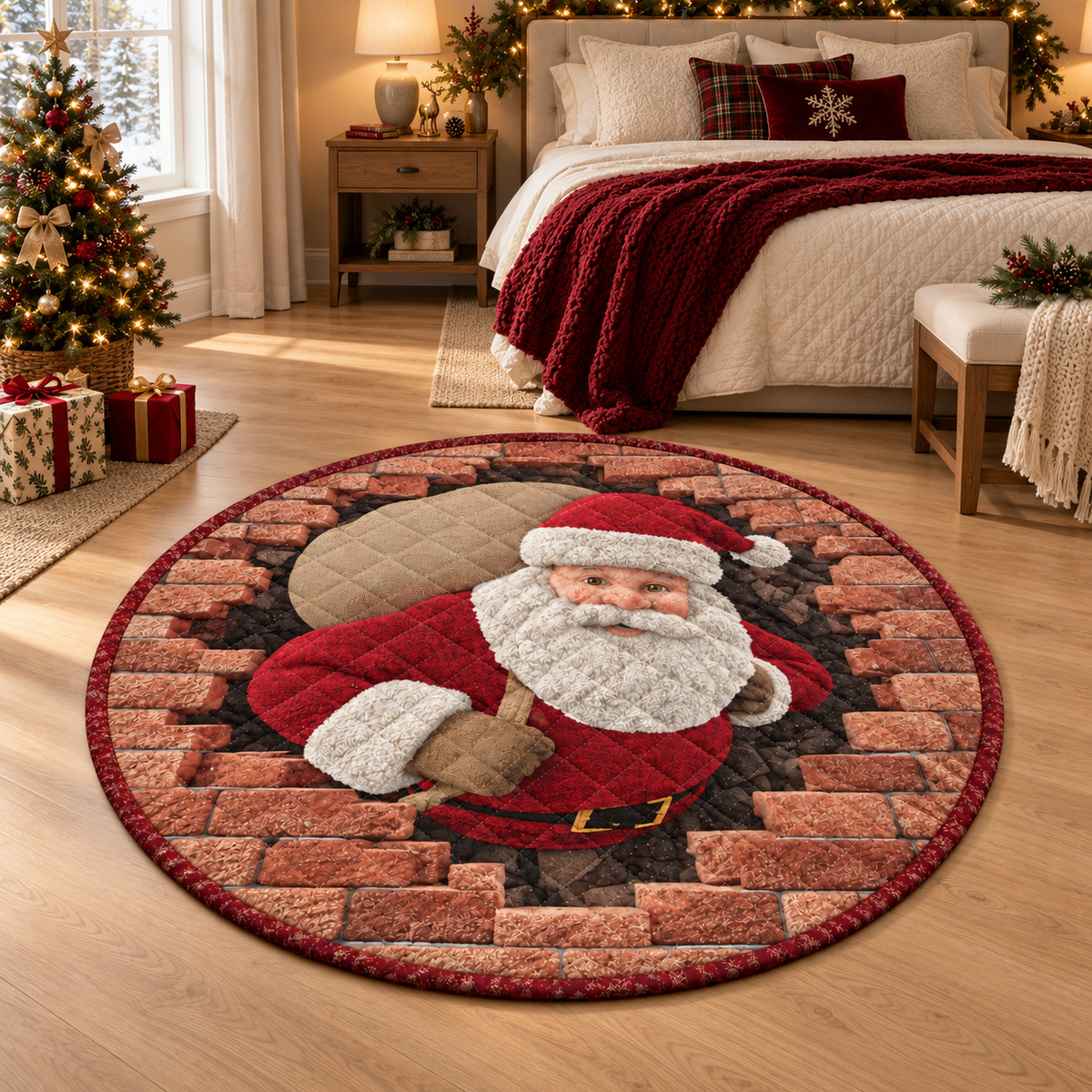 3D Santa Claus Christmas Round Rug, Holiday Floor Mat with Gift Sack Design, Funny Festive Carpet for Living Room or Kids Room Decor 21272242-345a-44d1-9d64-e9cecf254038-banner-3.png
