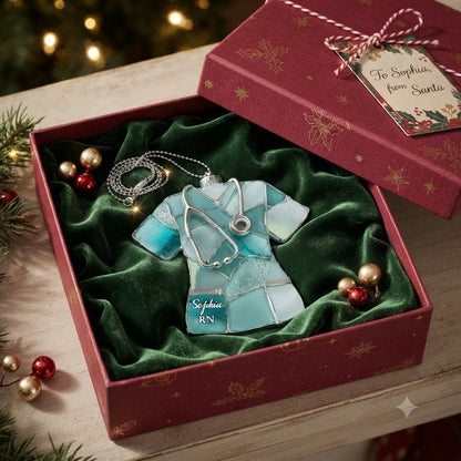 Sea Glass Nurse Scrub - Personalized 3D Ornament