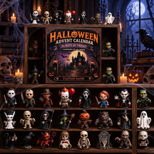 Personalized Halloween Advent Calendar, 24 Horror Mini Figures, Spooky Countdown Box, Gothic Halloween Gift, Custom Name Decor 21ecb9fa-e0d8-49cb-810b-17df5816493c-gemini.png