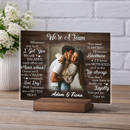 We're a Team Custom Photo Wood Photo Print Stand Gift For Couple