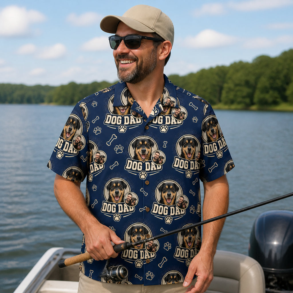 Custom Dog Dad Hawaiian Shirt – Upload Pet Photo - Lifestyle 1