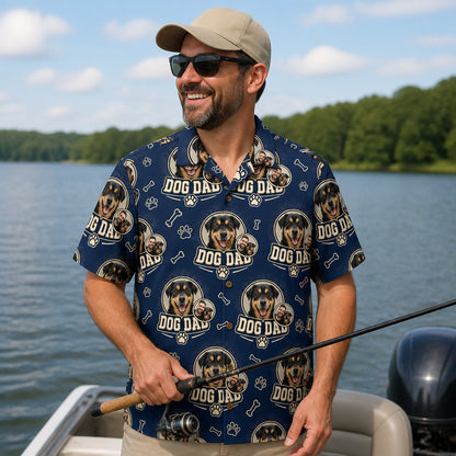 Custom Dog Dad Hawaiian Shirt – Upload Pet Photo - Lifestyle 1
